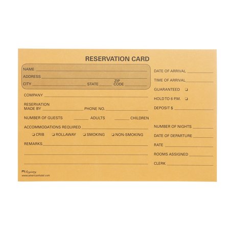REGISTRY Reservation Card, 250Pk U72949AH